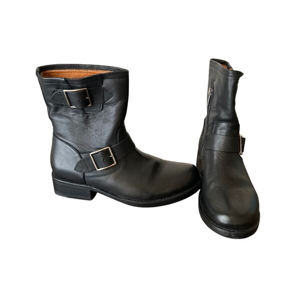 Frye Veronica Short Engineer Boots – Black Leather, Women’s 7.5B - Picture 5 of 7